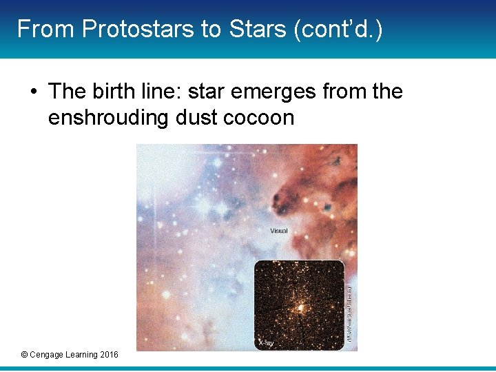 From Protostars to Stars (cont’d. ) • The birth line: star emerges from the From Protostars to Stars (cont’d. ) • The birth line: star emerges from the