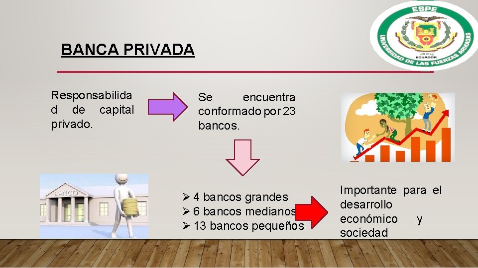 BANCA PRIVADA Responsabilida d de capital privado. Se encuentra conformado por 23 bancos. Ø