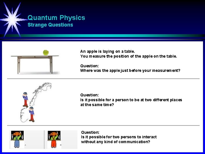 Quantum Physics Strange Questions An apple is laying on a table. You measure the