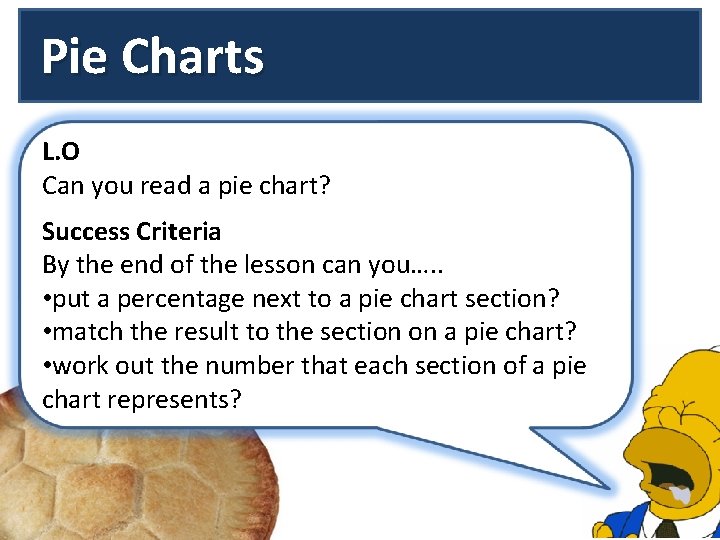 Pie Charts L. O Can you read a pie chart? Success Criteria By the