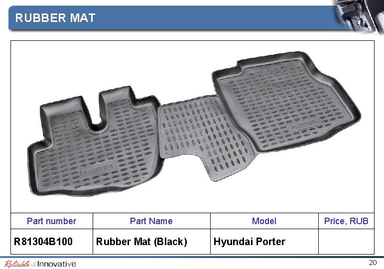 RUBBER MAT Part number R 81304 B 100 Part Name Rubber Mat (Black) Model