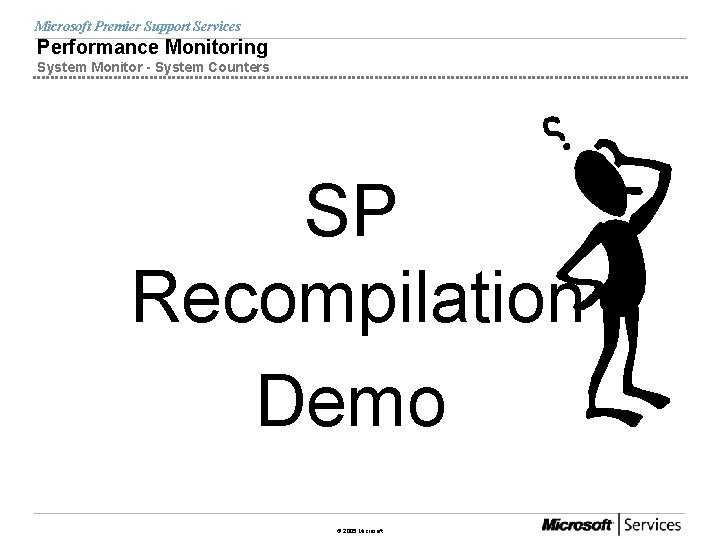 Microsoft Premier Support Services Performance Monitoring System Monitor - System Counters SP Recompilation Demo