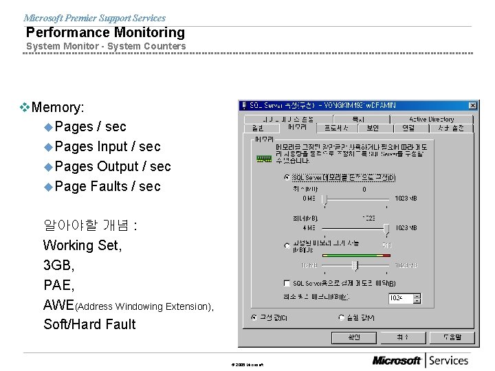 Microsoft Premier Support Services Performance Monitoring System Monitor - System Counters v. Memory: u.