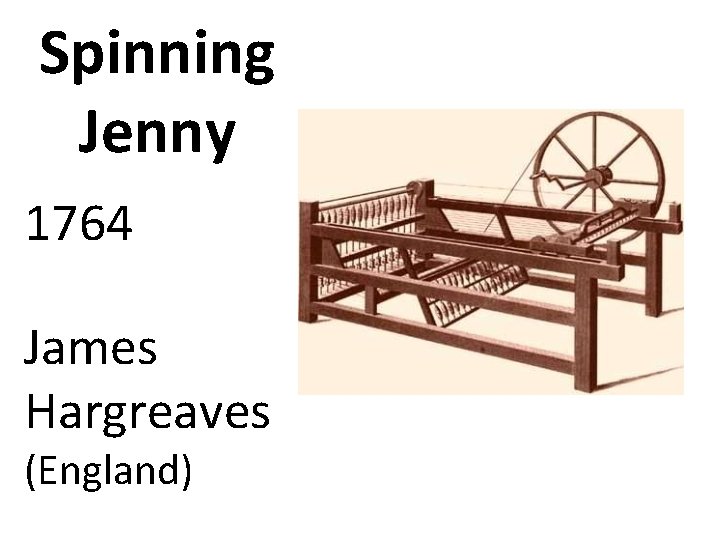 Spinning Jenny 1764 James Hargreaves (England) 