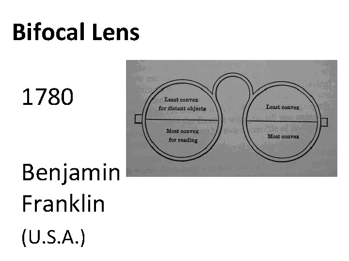 Bifocal Lens 1780 Benjamin Franklin (U. S. A. ) 