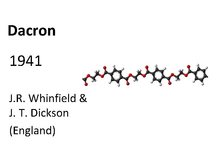 Dacron 1941 J. R. Whinfield & J. T. Dickson (England) 