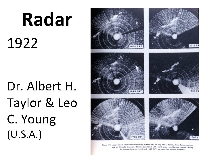 Radar 1922 Dr. Albert H. Taylor & Leo C. Young (U. S. A. )