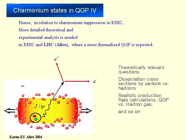 Charmonium states in QGP IV Hence, in relation to charmonium suppression in RHIC, More