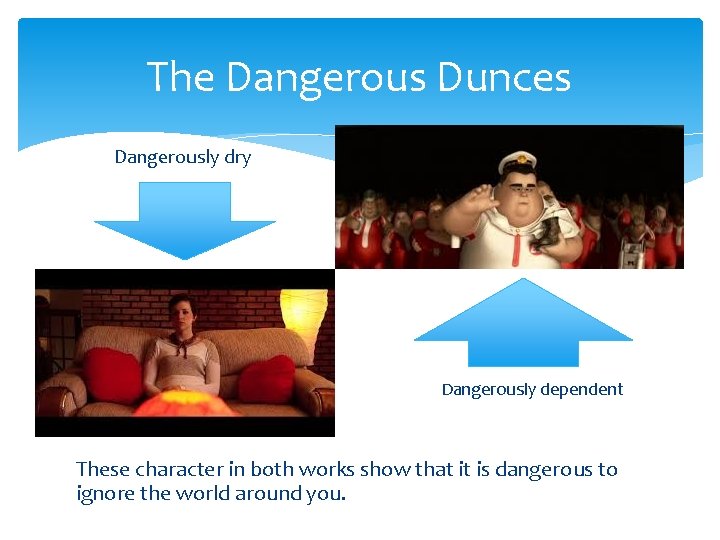 The Dangerous Dunces Dangerously dry Dangerously dependent These character in both works show that