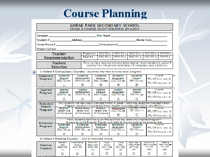 Course Planning 