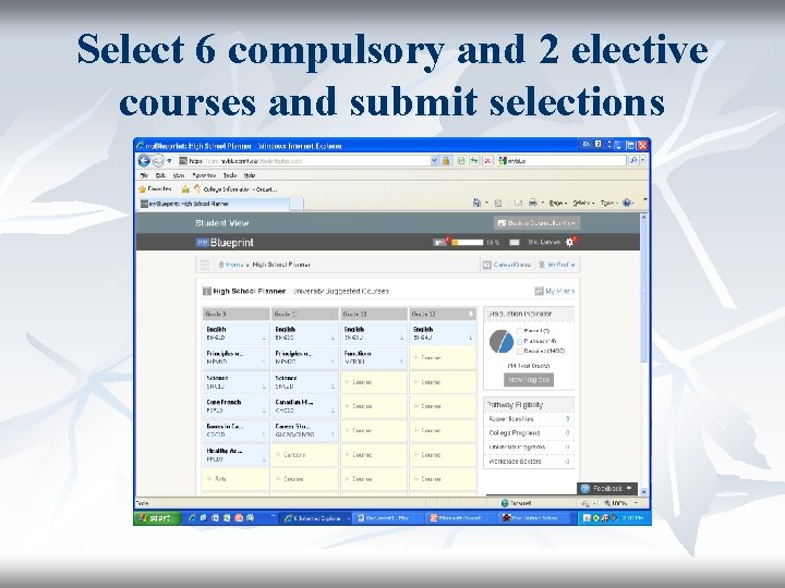 Select 6 compulsory and 2 elective courses and submit selections 