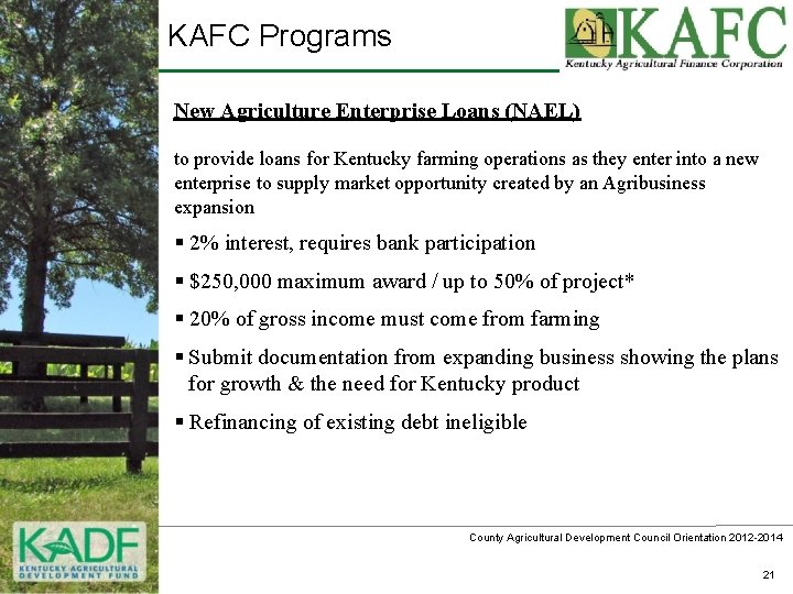 KAFC Programs New Agriculture Enterprise Loans (NAEL) to provide loans for Kentucky farming operations