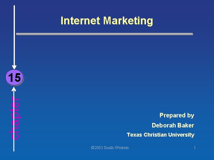 Internet Marketing chapter 15 Prepared by Deborah Baker Texas Christian University © 2003 South-Western