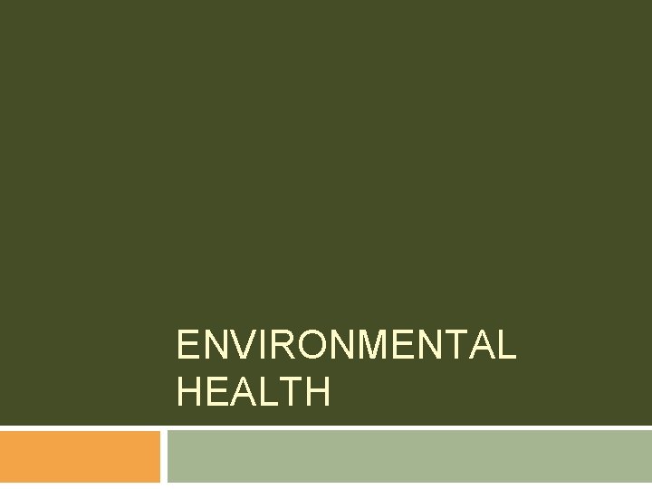 ENVIRONMENTAL HEALTH 