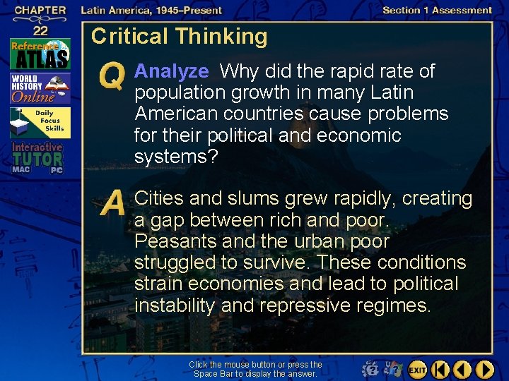 Critical Thinking Analyze Why did the rapid rate of population growth in many Latin