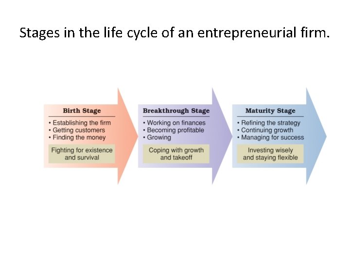 Stages in the life cycle of an entrepreneurial firm. 