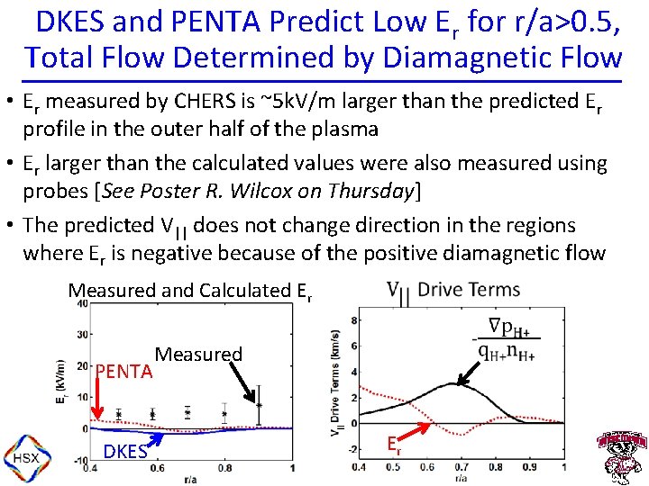  DKES and PENTA Predict Low Er for r/a>0. 5, Total Flow Determined by