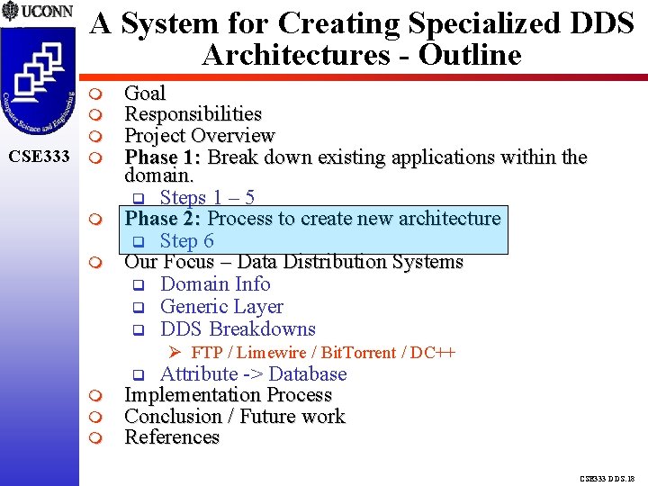 A System for Creating Specialized DDS Architectures - Outline CSE 333 Goal Responsibilities Project