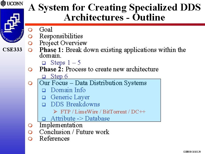 A System for Creating Specialized DDS Architectures - Outline CSE 333 Goal Responsibilities Project