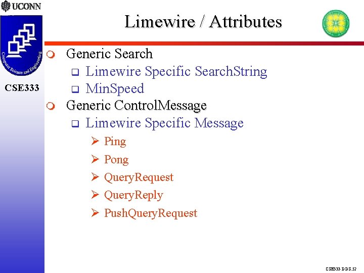 Limewire / Attributes CSE 333 Generic Search Limewire Specific Search. String Min. Speed Generic