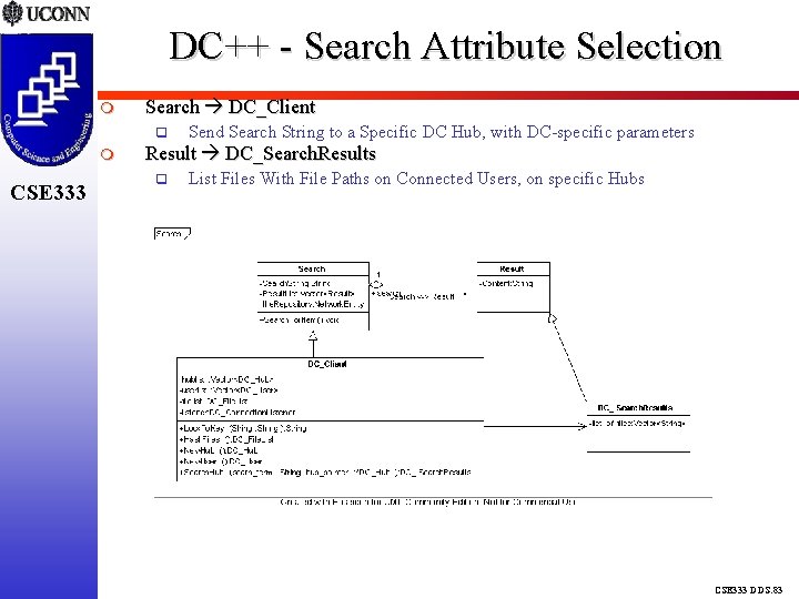 DC++ - Search Attribute Selection Search DC_Client CSE 333 Send Search String to a