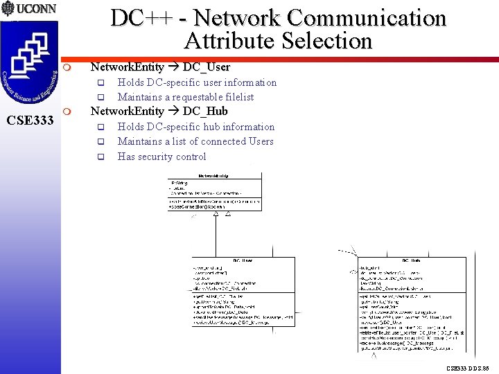 DC++ - Network Communication Attribute Selection Network. Entity DC_User CSE 333 Holds DC-specific user