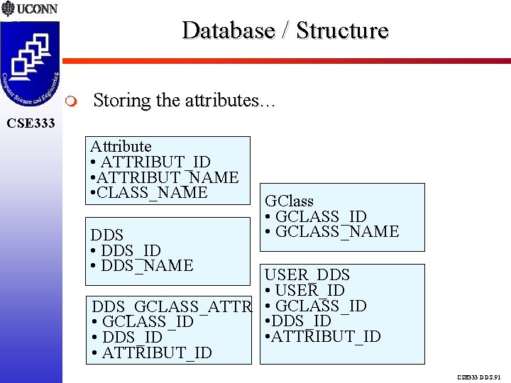 Database / Structure Storing the attributes… CSE 333 Attribute • ATTRIBUT_ID • ATTRIBUT_NAME •