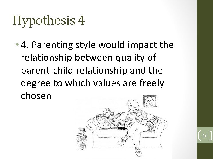 Hypothesis 4 • 4. Parenting style would impact the relationship between quality of parent-child