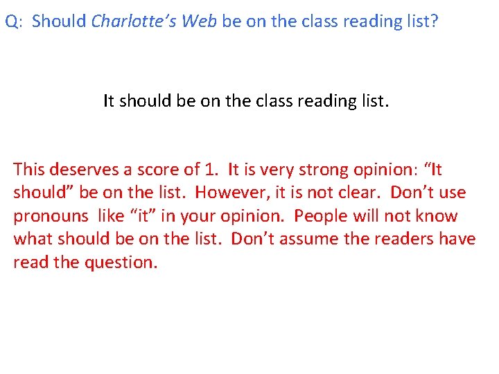 Q: Should Charlotte’s Web be on the class reading list? It should be on