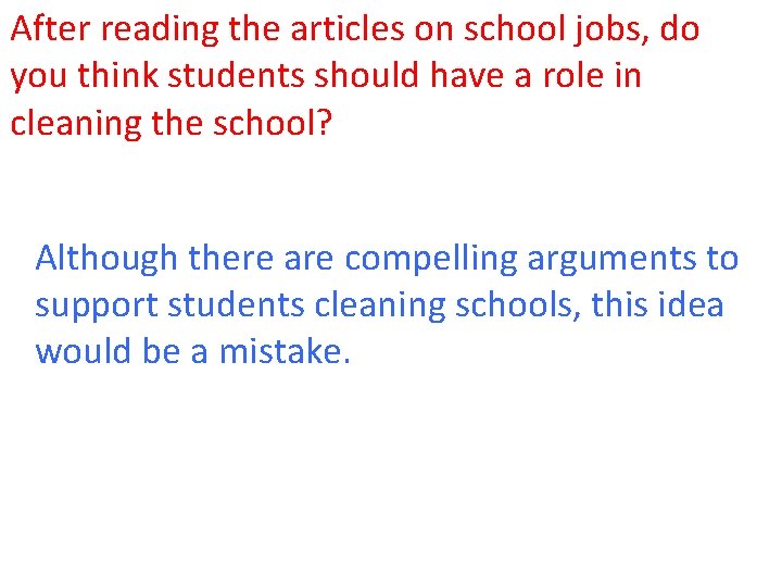 After reading the articles on school jobs, do you think students should have a