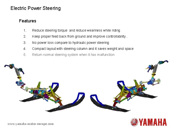 Electric Power Steering Features 1. Reduce steering torque and reduce weariness while riding 2.