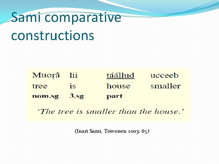 Sami comparative constructions (Inari Sami, Toivonen 2003: 65) 