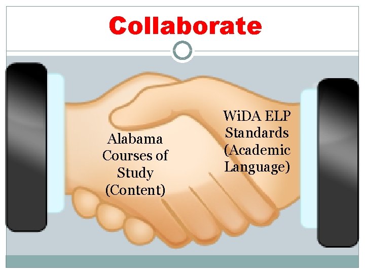 Collaborate Alabama Courses of Study (Content) Wi. DA ELP Standards (Academic Language) Collaborate Alabama Courses of Study (Content) Wi. DA ELP Standards (Academic Language)