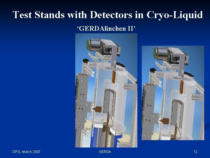 Test Stands with Detectors in Cryo-Liquid ‘GERDAlinchen II’ DPG, March 2007 GERDA 12 