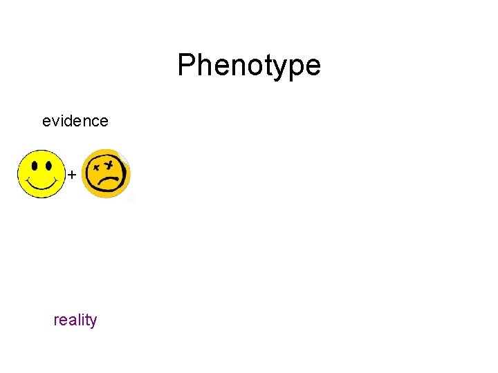 Phenotype evidence + reality 