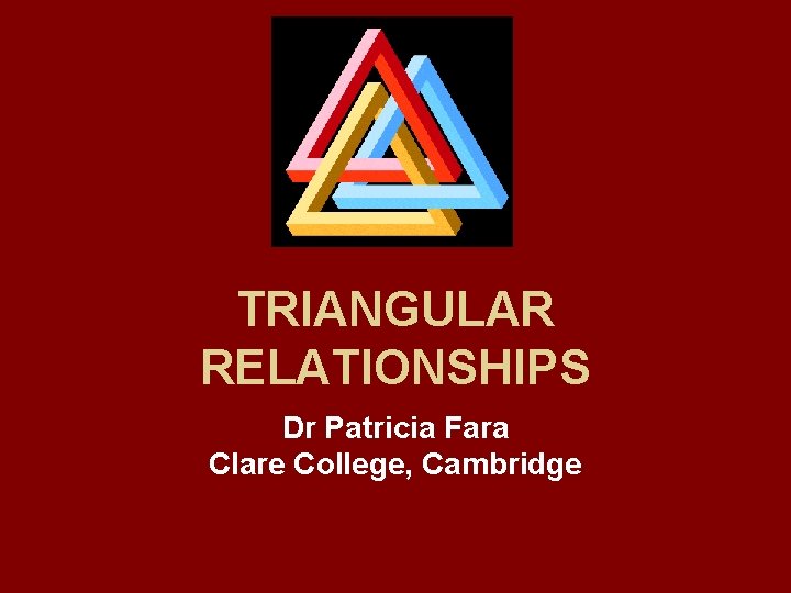 TRIANGULAR RELATIONSHIPS Dr Patricia Fara Clare College, Cambridge 