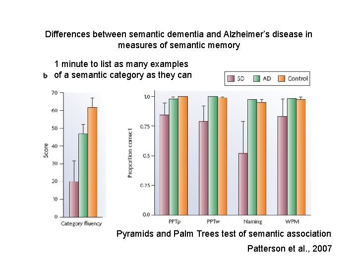 Differences between semantic dementia and Alzheimer’s disease in measures of semantic memory 1 minute