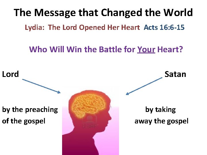 The Message that Changed the World Lydia: The Lord Opened Her Heart Acts 16: