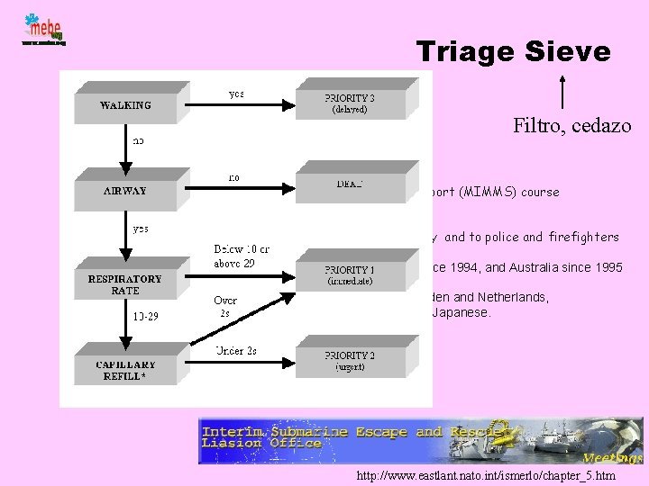 Triage Sieve Filtro, cedazo • broad acceptability through the international Major Incident Medical Management