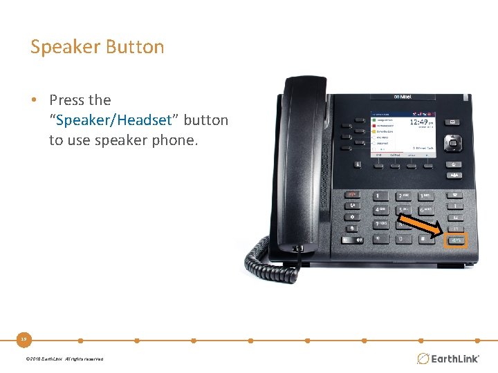 Speaker Button • Press the “Speaker/Headset” button to use speaker phone. 19 © 2016