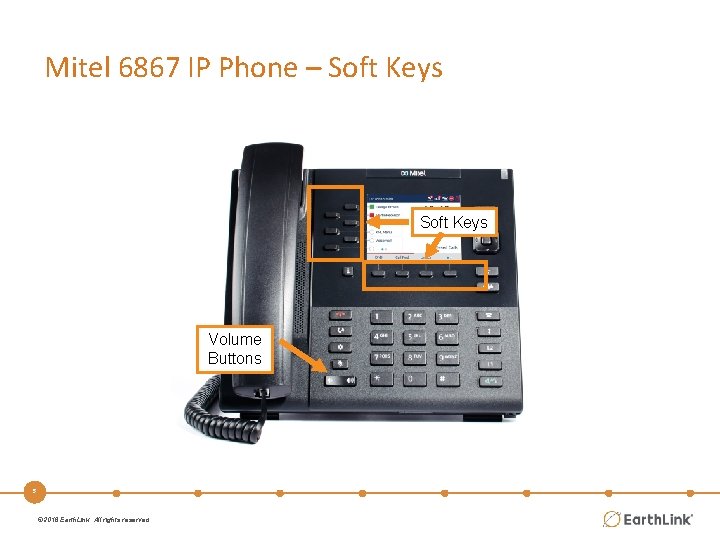 Mitel 6867 IP Phone – Soft Keys Volume Buttons 5 © 2016 Earth. Link.