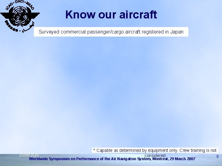 Know our aircraft Surveyed commercial passenger/cargo aircraft registered in Japan * Capable as determined