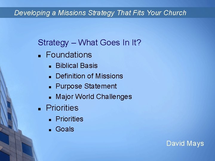 Developing a Missions Strategy That Fits Your Church Strategy – What Goes In It?