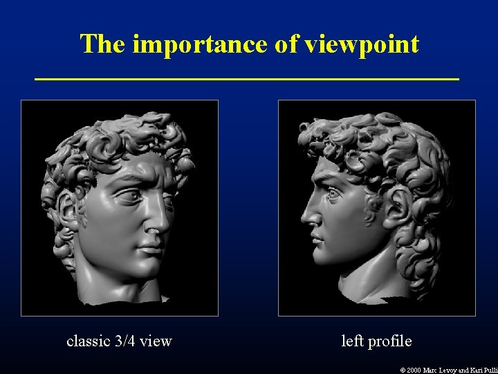 The importance of viewpoint classic 3/4 view left profile Ó 2000 Marc Levoy and The importance of viewpoint classic 3/4 view left profile Ó 2000 Marc Levoy and