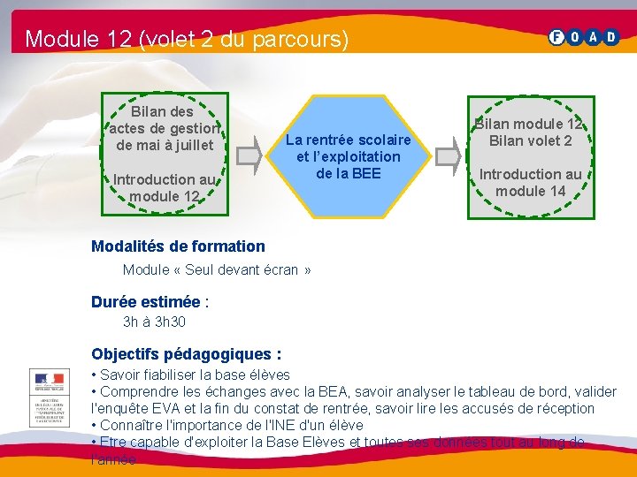 Module 12 (volet 2 du parcours) Bilan des actes de gestion de mai à