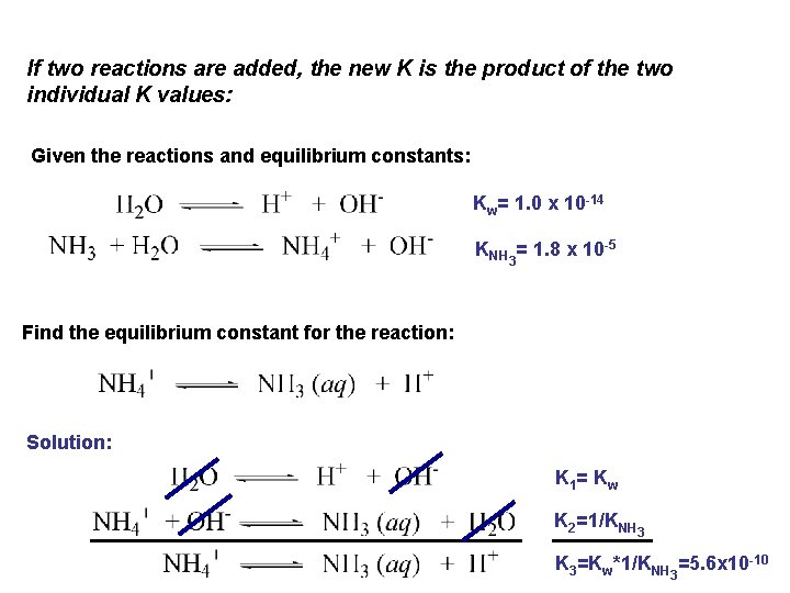 If two reactions are added, the new K is the product of the two
