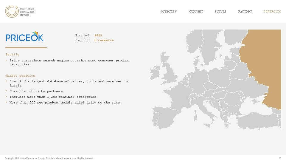 OVERVIEW CURRENT FUTURE FACTORY PORTFOLIO Founded: 2003 Sector: E-commerce Profile • Price comparison search