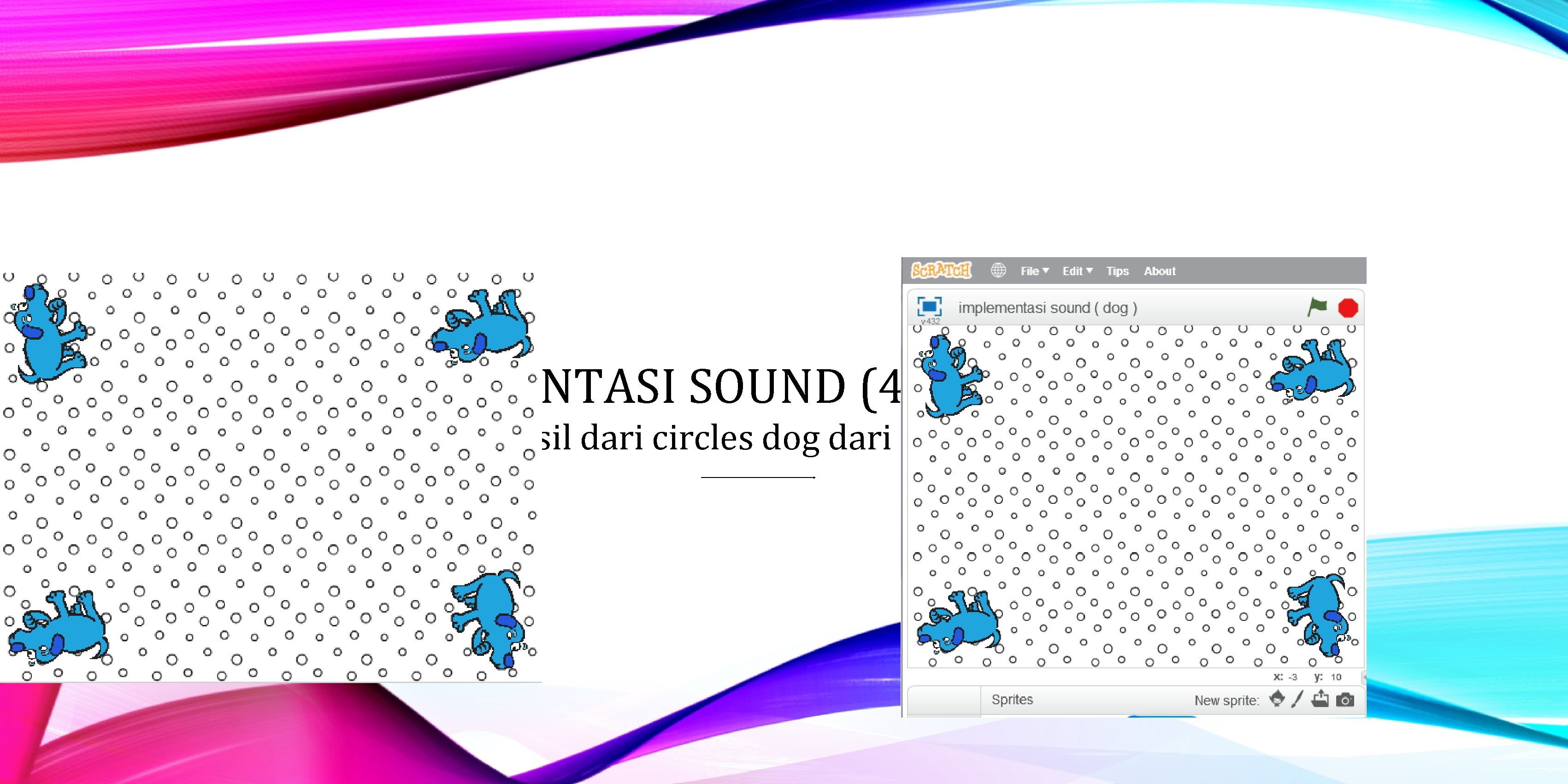 HASIL IMPLEMENTASI SOUND (4) Di bawah ini adalah hasil dari circles dog dari langkah