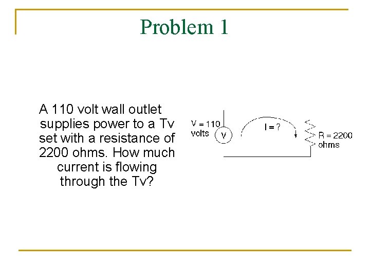 Problem 1 A 110 volt wall outlet supplies power to a Tv set with