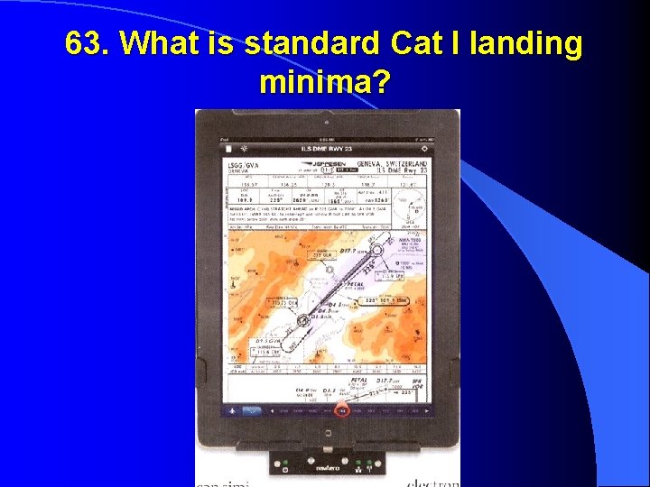 63. What is standard Cat I landing minima? 